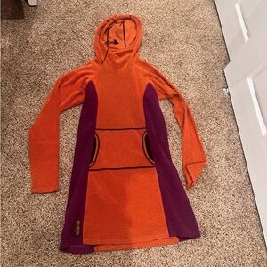Melanzana Orange and Purple Hooded Dress